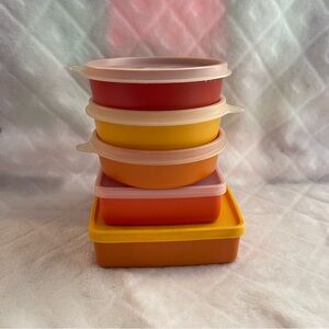 Vintage Tupperware “little wonders” snack containers harvest colors set of 5